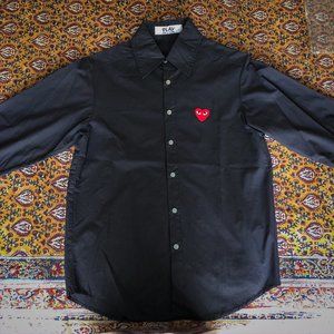 Comme Des Garcons Play Black Button Down Shirt